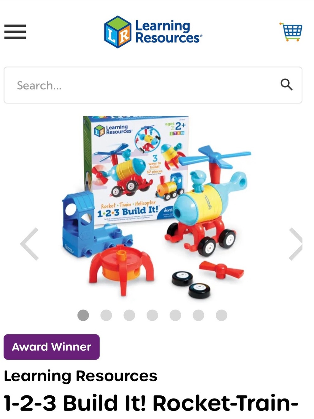 Learning Resources 1-2-3 Build It! Rocket- Train-Helicopter